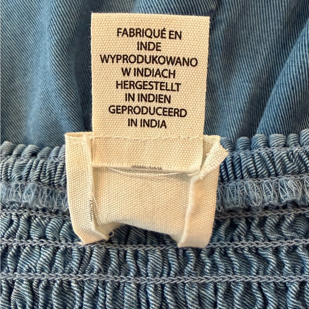 Joie 100% Lyocell Smocked High Waist Wide-Leg Pants in Denim Pockets Large - Picture 11 of 12